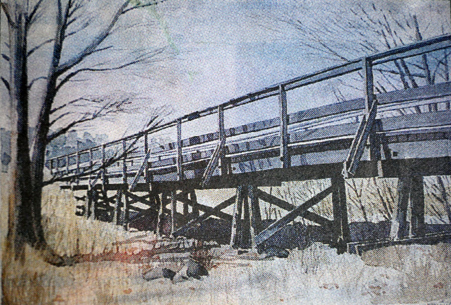 Akvarell av Jenning Jacobsen, 1996, med motiv från Farstanäset