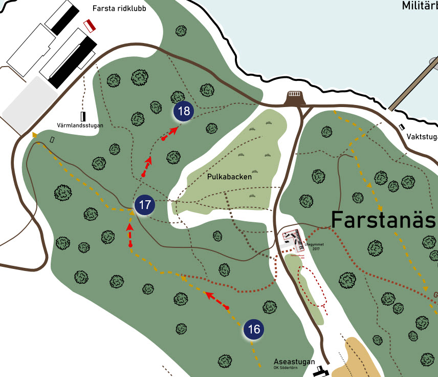 Kartutsnitt vid station 17 på naturstigen.